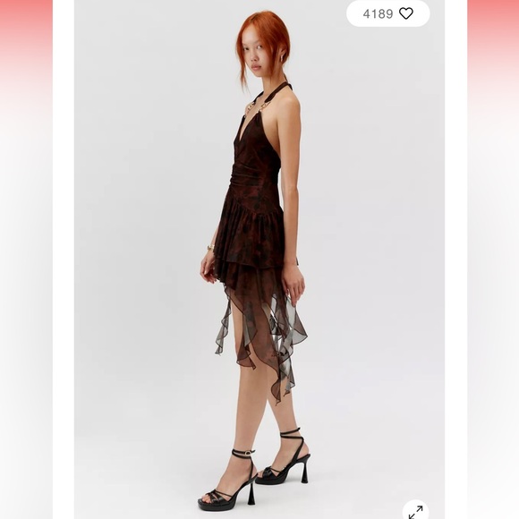 Urban Outfitters Rosa Mesh Halter Mini Dress - Picture 2 of 5